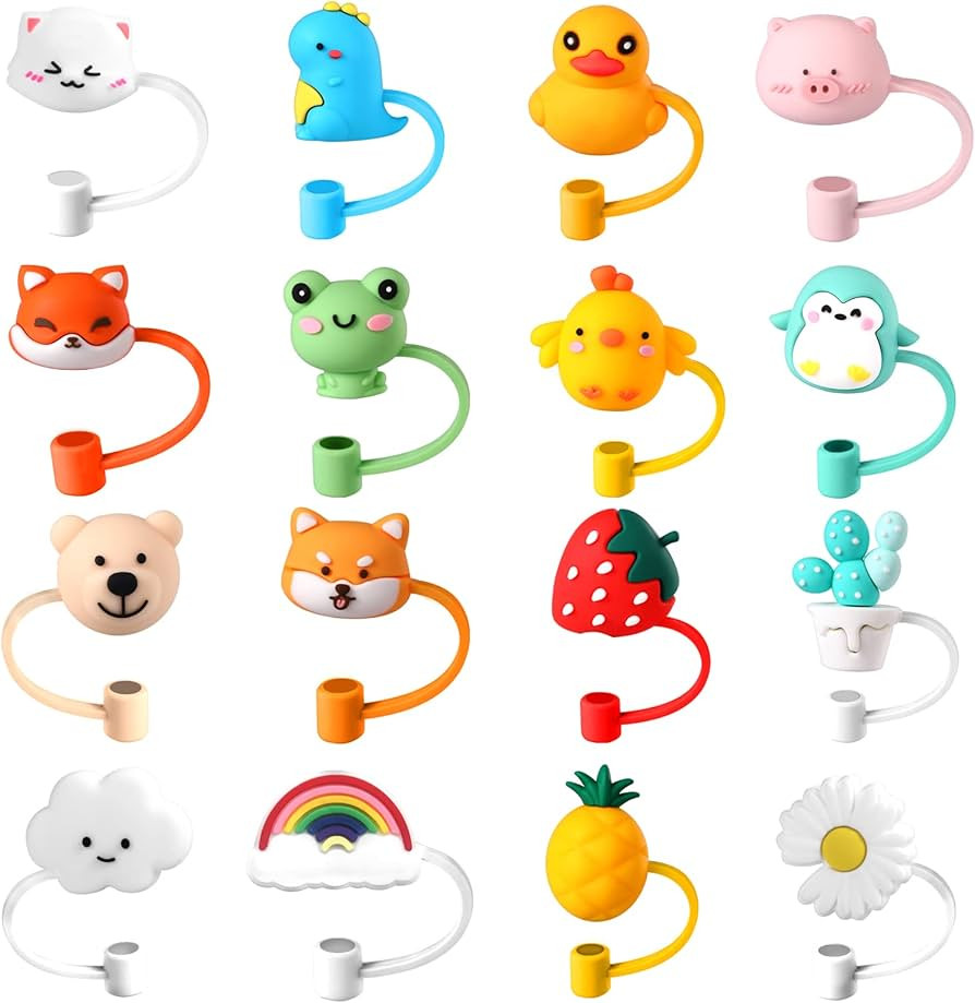 16Pcs Straw Covers Cap, Monkle Silicone Straw Topper Reusable Dust-Proof Straw Tips 6-8mm for Dri... | Amazon (US)