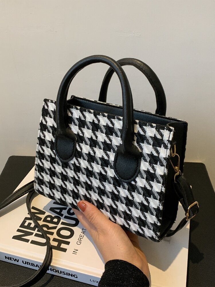 Houndstooth Pattern Square Bag | SHEIN