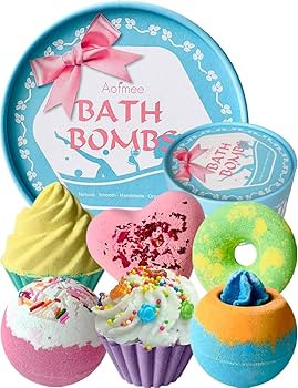 Aofmee Bath Bombs, 6pcs Bubble Bath Bomb for Girls, Handmade Fizzies Bathbombs for Women, Natural... | Amazon (US)