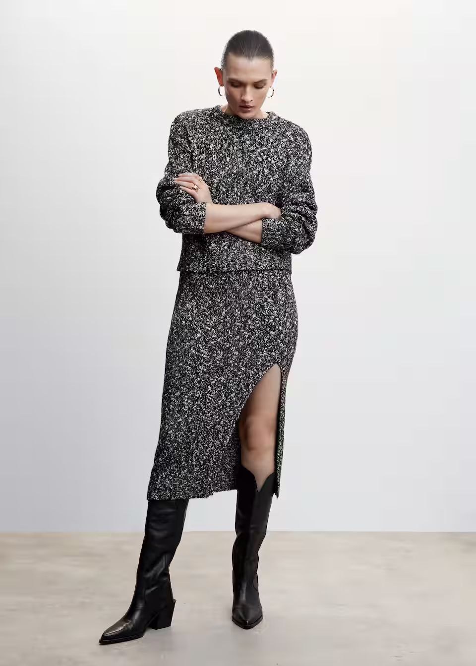 Flecked knit skirt -  Women | Mango USA | MANGO (US)