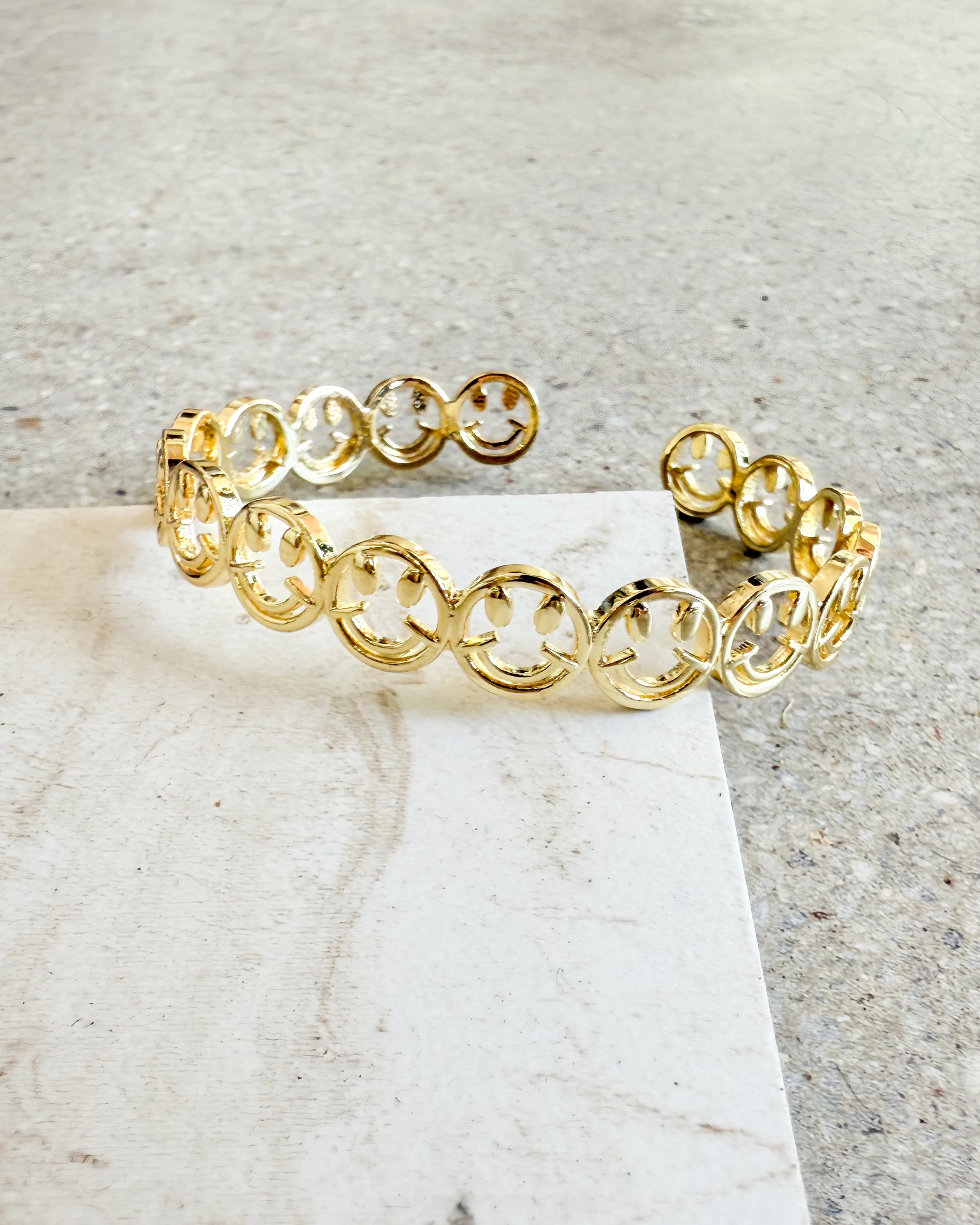 Smiley Gold Plated Cuff | Care Tucker