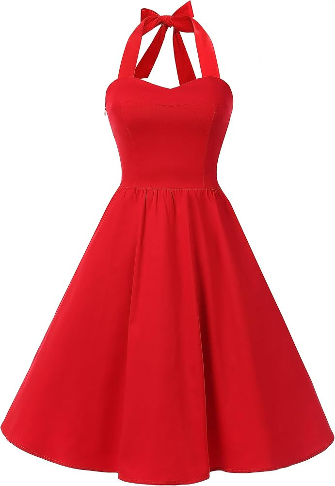 Topdress Women'sVintage Polka Audrey Dress 1950s Halter Retro Cocktail Dress | Amazon (US)