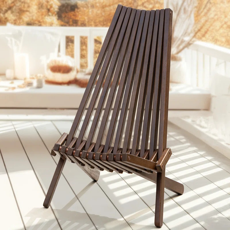 Jahvion Eucalyptus Wooden Folding Portable Adirondack Chair, Weather Resistant, No Assembly | Wayfair North America