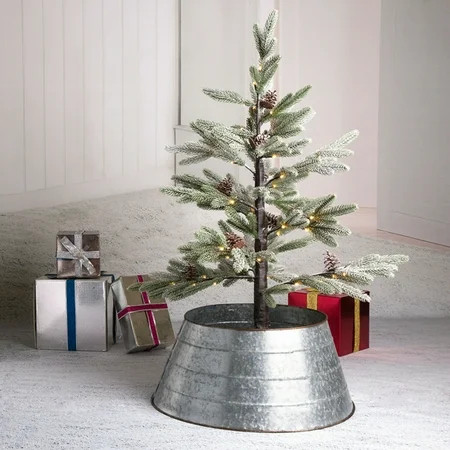 Galvanized Christmas Tree Ring Collar Silver Metal Tree Skirt | Walmart (US)