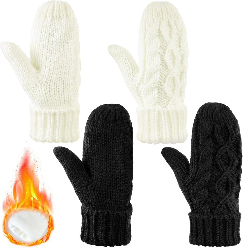 SATINIOR 2 Pairs Winter Women Gloves Thick Warm Soft Plush Convertible Flip Top Mittens Full Fing... | Amazon (US)