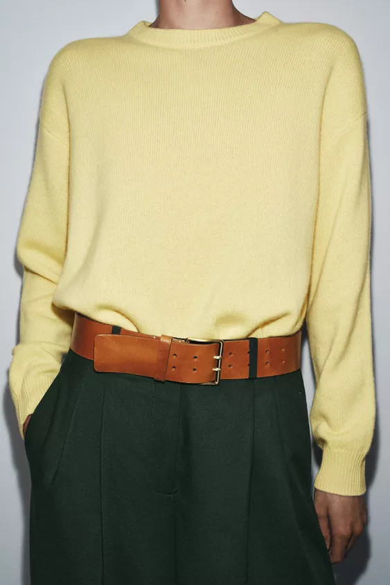 LEATHER BELT WITH SQUARE BUCKLE | Zara US