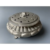 Vintage Italian Pewter Bowl With Lid, Footed Floral Potpourri Dish | Etsy (US)