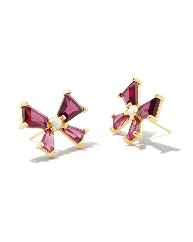 Blair Gold Bow Stud Earrings in Red Mix | Kendra Scott