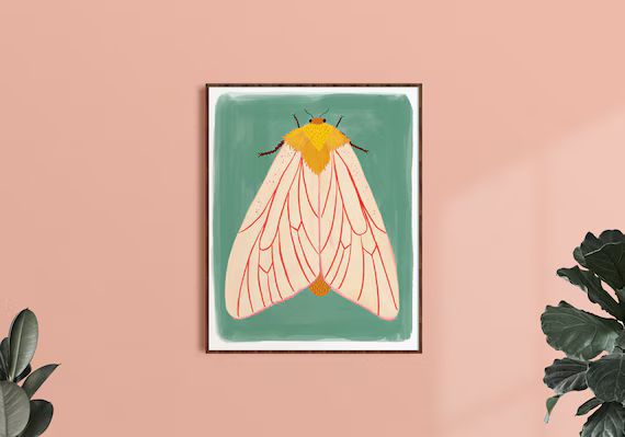 Moth Illustration Colorful Kids Room Print Insect Wall Art - Etsy | Etsy (US)