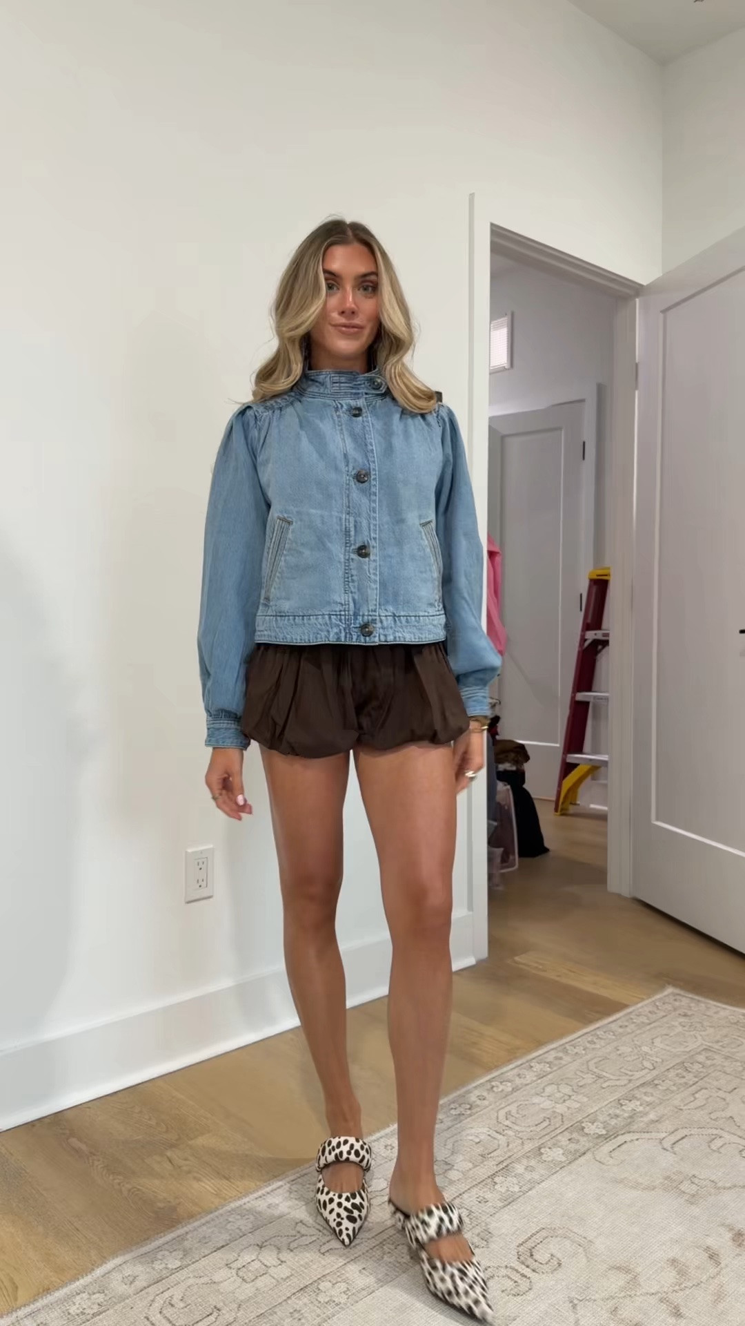 Going to grab dinner with Joeys coworker I’m wearing my @levi   size small denim jacket how unique is the cut of this I’m obsessed. It gives Chloe! My shorts @jcrew   brown bubble hem shorts paired with my cow print mule sandals. @electricpicks   earrings.

#LTKootd #LTKdayinmylife #LTKSeasonal
