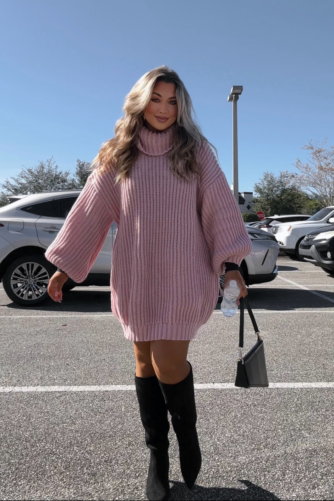 Church outfit idea. Obsessed with this oversized sweater dress + these boots are perfect for bigger calves. Wearing a size large and true to size boots  

#LTKSeasonal #LTKStyleTip #LTKMidsize