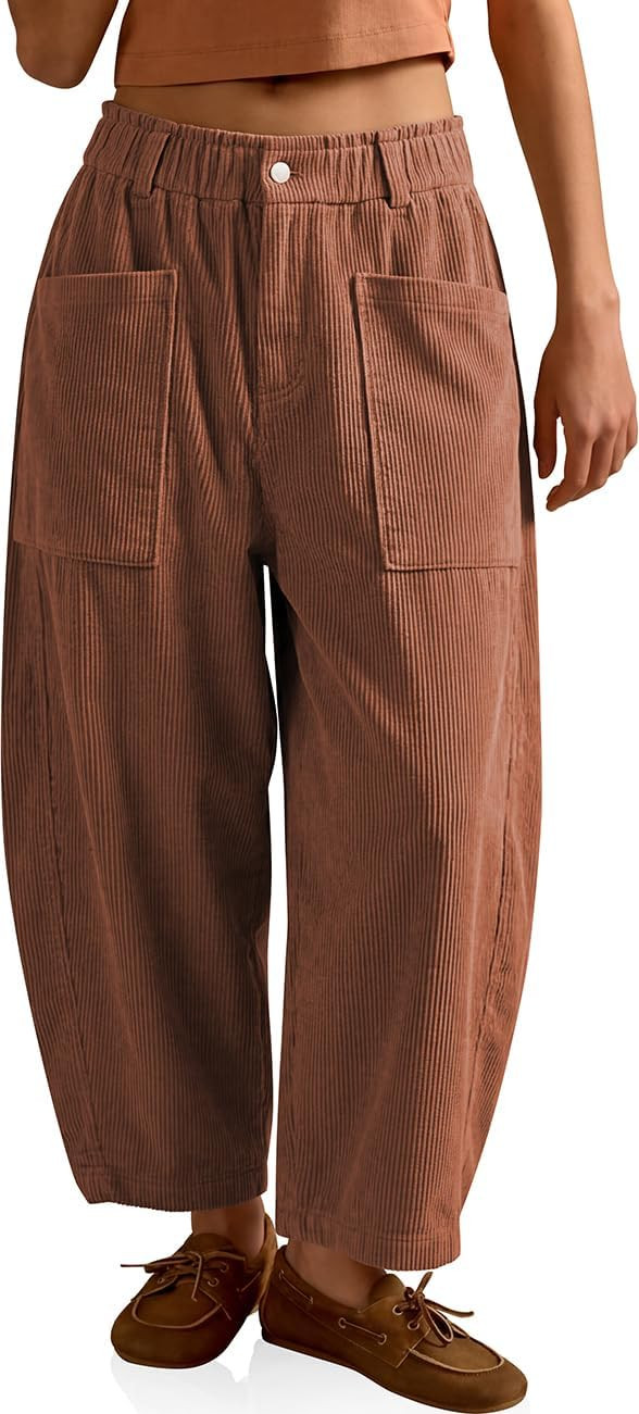TARSE Womens Corduroy Barrel Pants | Amazon (US)