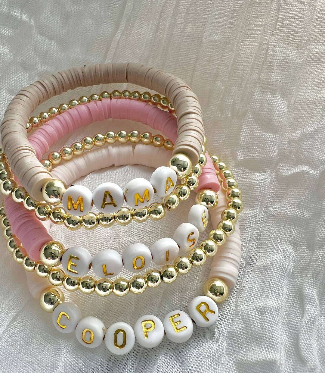 Woman’s Beaded Name Bracelets,gift for Mom,personalized Gift, Gold Bracelet | Mama Jewelry, Wif... | Etsy (US)