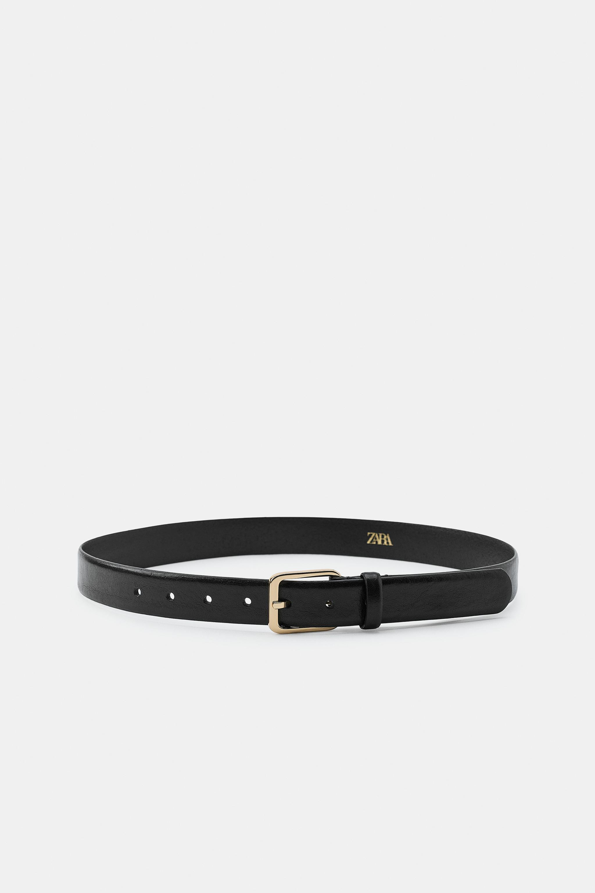 100% LEATHER BELT WITH SQUARE BUCKLE | Zara UK