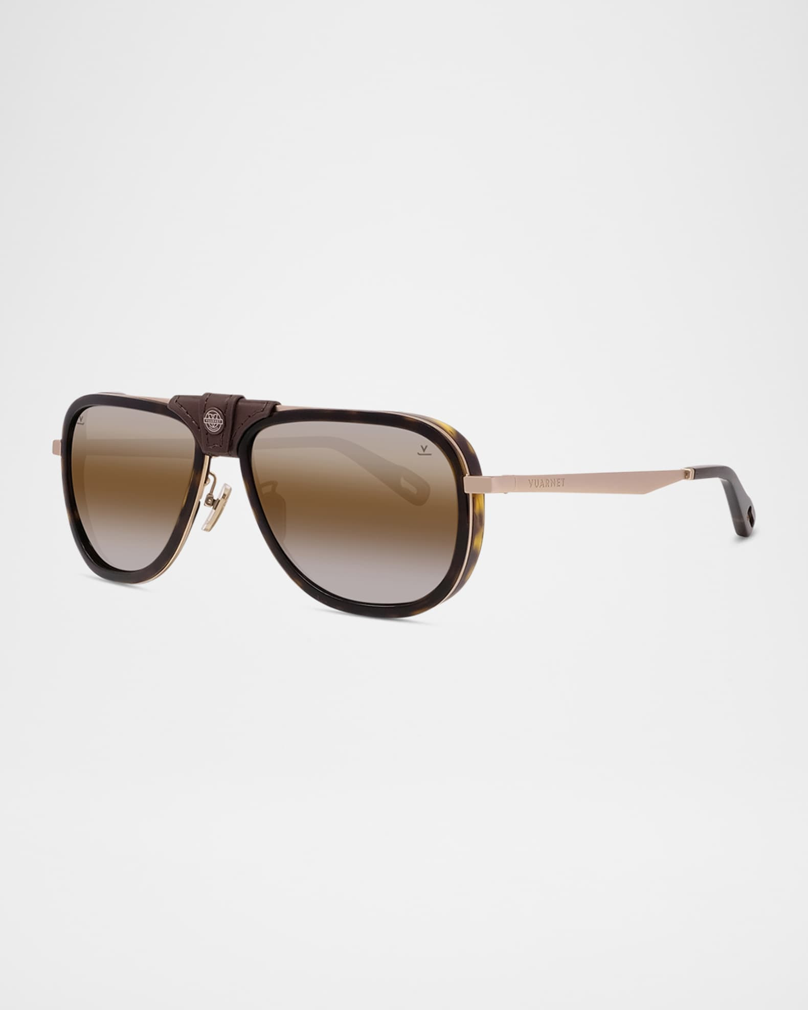 Men's Glacier 03 Titanium Aviator Sunglasses with Side Shields and Cord | Neiman Marcus