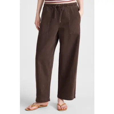 Madewell Pull-On Barrel Leg Airy Denim Utility Pants in Dark Brown at Nordstrom, Size Small | Nordstrom