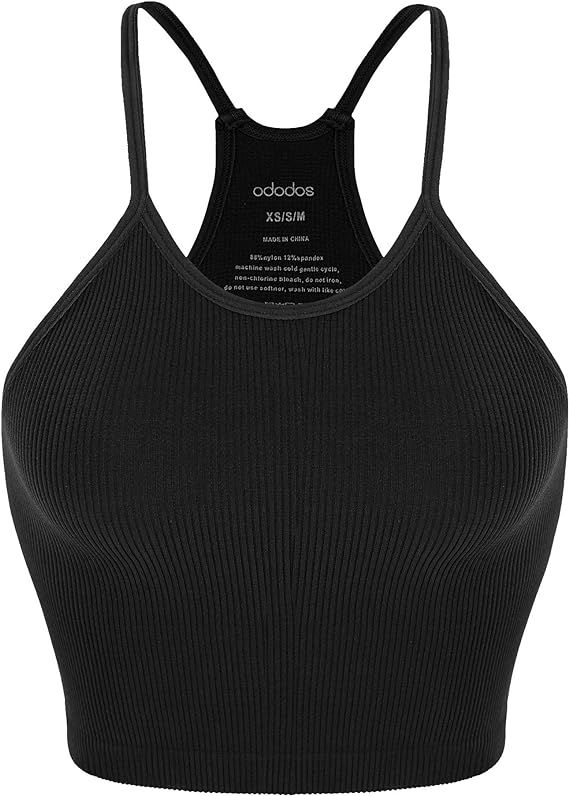 ODODOS Women's Crop Washed Seamless Camisole Crop Tank Tops | Amazon (US)