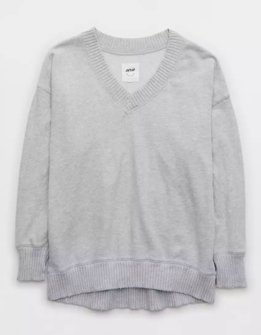 Aerie Down-To-Earth V-Neck Sweatshirt | American Eagle Outfitters (US & CA)