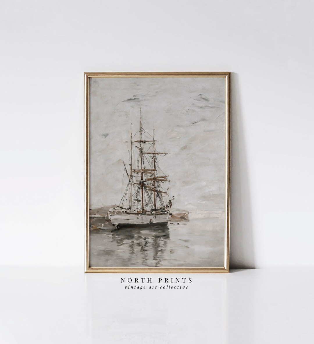 Muted Nautical Ship Art PRINTABLE Oil Painting | Vintage Sailboat | Digital Download | 1189 | Etsy (US)