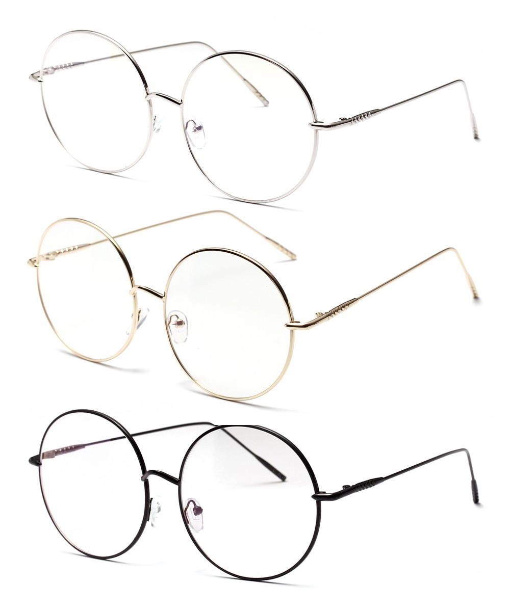 FlowerHorse Women's Sunglasses silver/black/Gold - Silver & Black Round Eyeglasses Set | Zulily