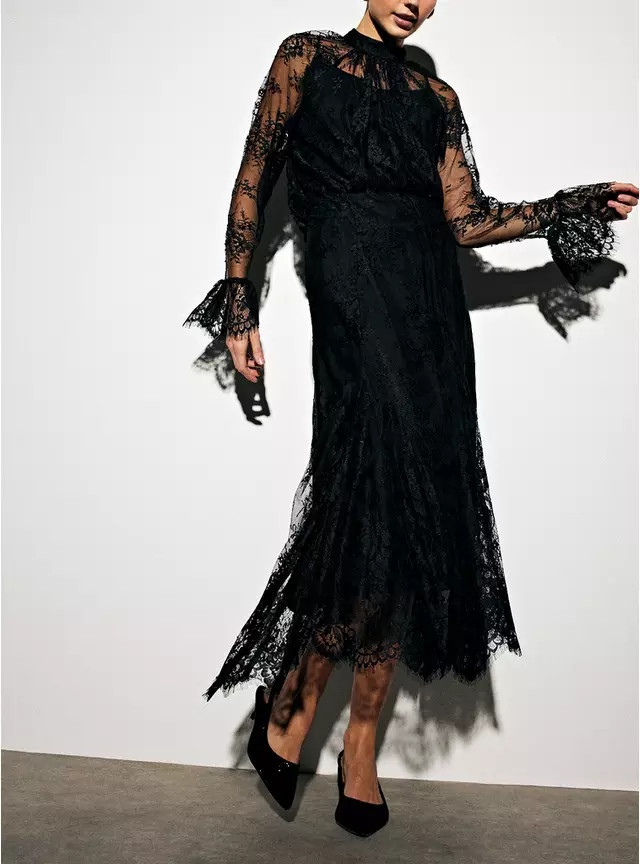 Black Lace Co-ord Midaxi Full Skirt 10 | Tu Clothing