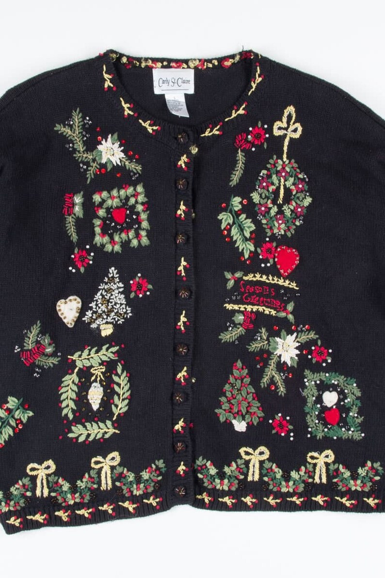 Black Ugly Christmas Cardigan 52110 | Etsy (US)