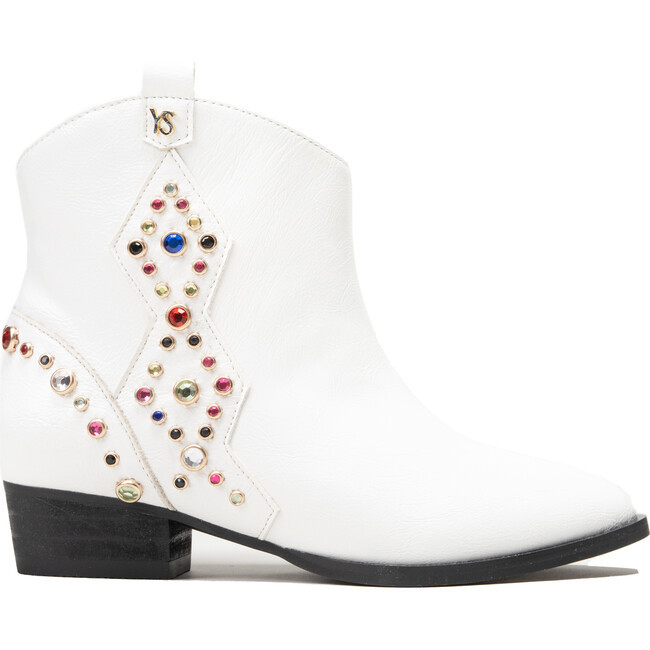 Miss Dallas Embellished Cowboy Boot, White | Maisonette