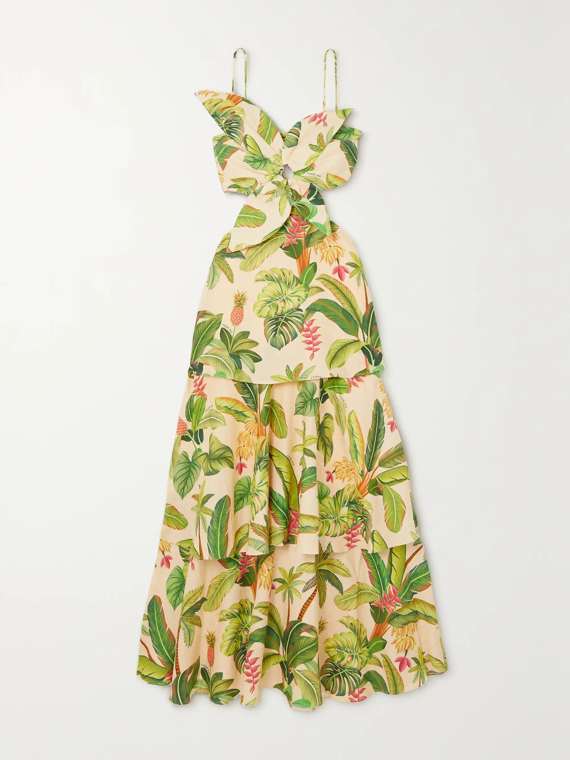 FARM RIO Fruit Forest open-back floral-print linen-blend maxi dress | NET-A-PORTER | NET-A-PORTER (US)