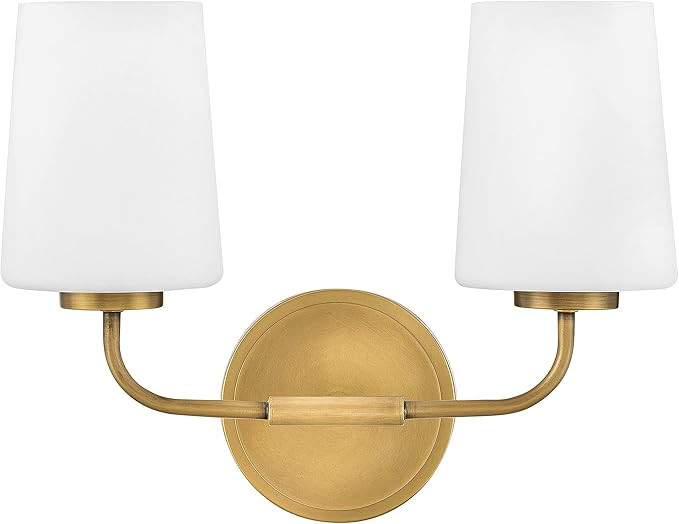 Hinkley Lark Kline 853452HB Two-Light Bath Vanity Fixture - Sleek, Tapered Etched Opal Glass Shad... | Amazon (US)