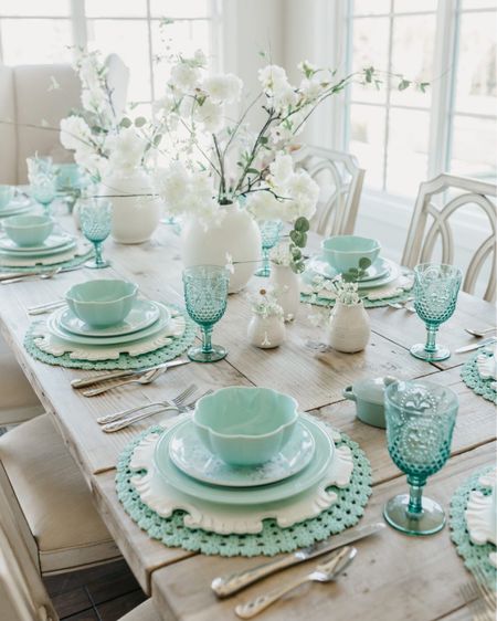 A mint and white spring table! Sharing sources for you to create the look.

#LTKfamily #LTKhome #LTKSeasonal