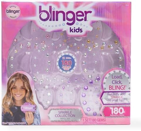 Blinger Kids Sparkle Collection Refill Set | 180 Colorful Rhinestones Compatible Styling Tool (no... | Amazon (US)