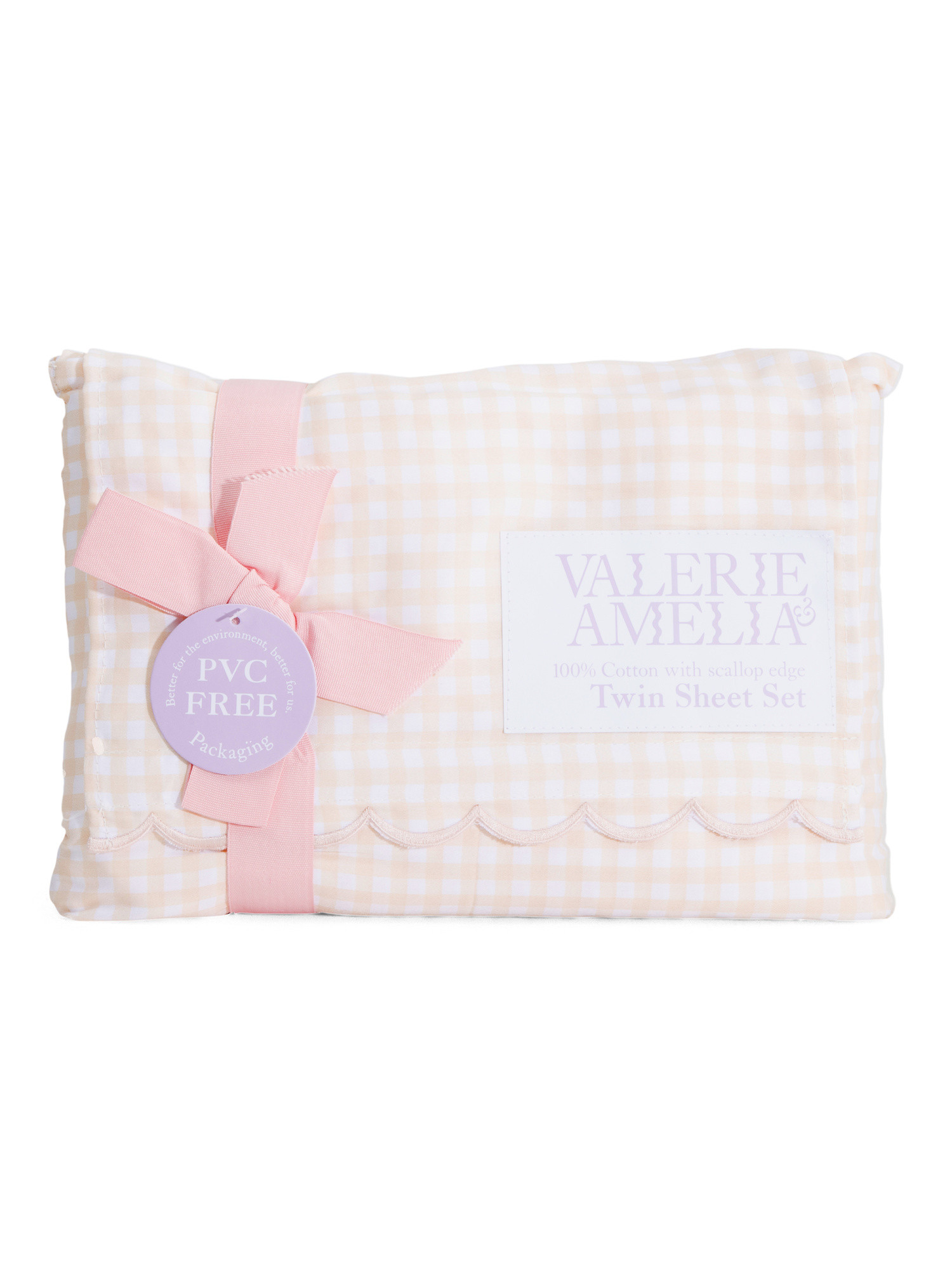 Gingham Sheet Set With Scalloped Trim | TJ Maxx