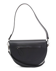 Made In Italy Leather Saddle Crossbody With Front Zip | TJ Maxx