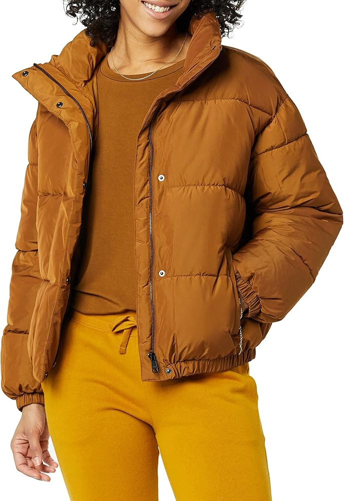 Daily Ritual Women's Relaxed-Fit Mock-Neck Short Puffer Jacket | Amazon (US)