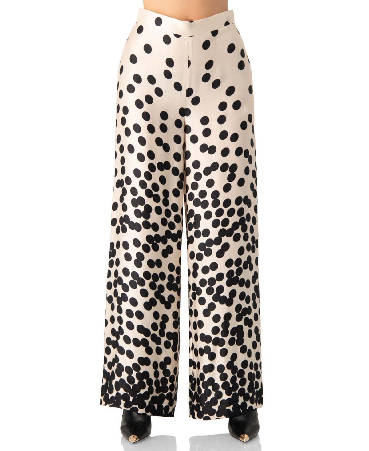 Ivonne Women's Wide-Leg Polka Dot Palazzo Trousers - Natural | Macy's