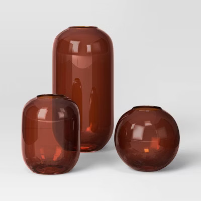3pc Vase Set Glass Vase Set Amber - Room Essentials™ | Target