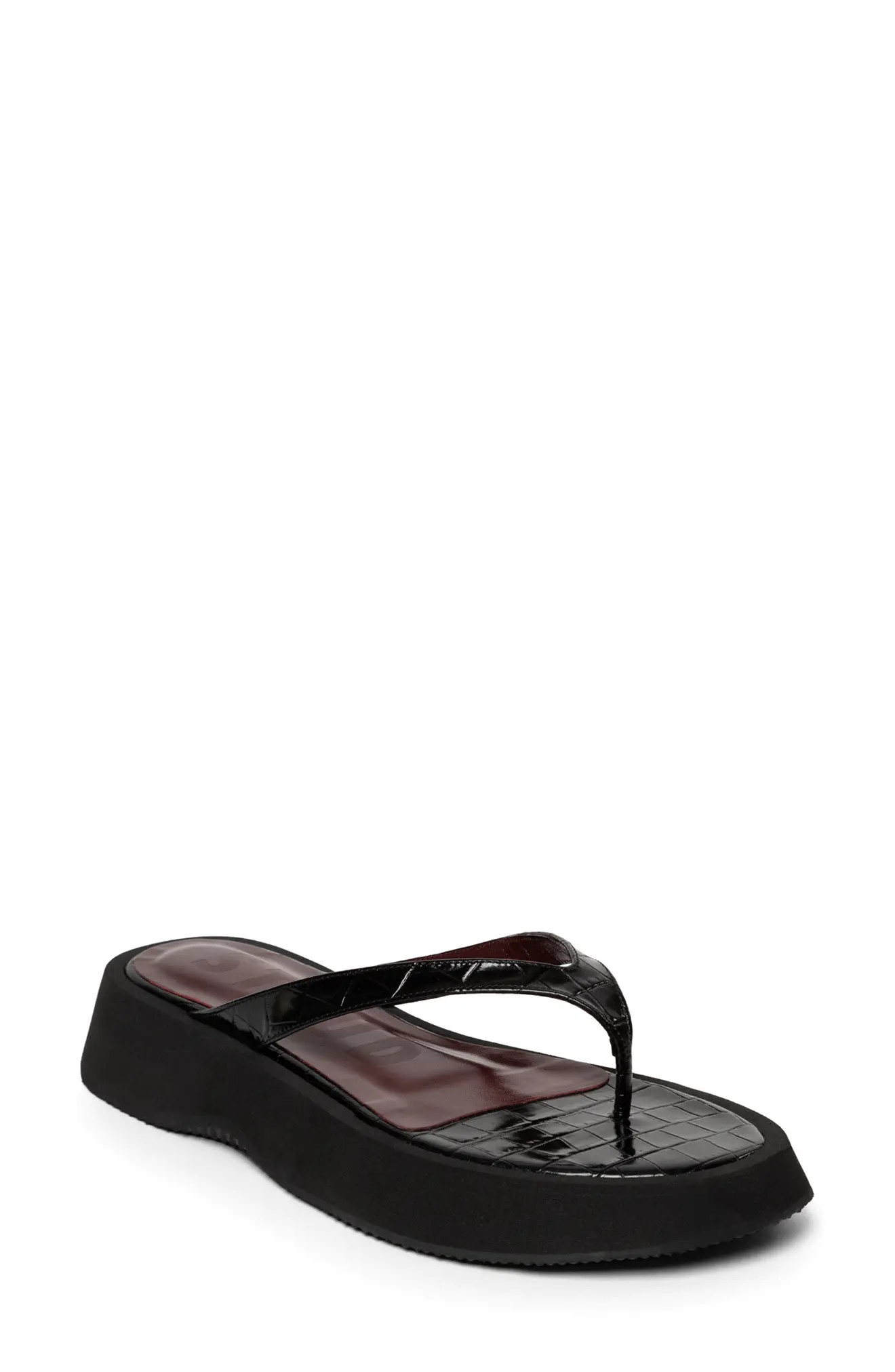 STAUD Tessa Platform Flip Flop, Size 11Us in Black Faux Croc at Nordstrom | Nordstrom