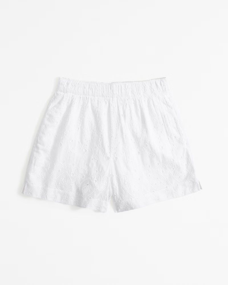 Abercrombie & Fitch Women's Schiffli Embroidered Pull-On Short in White - Size S | Abercrombie & Fitch (US)