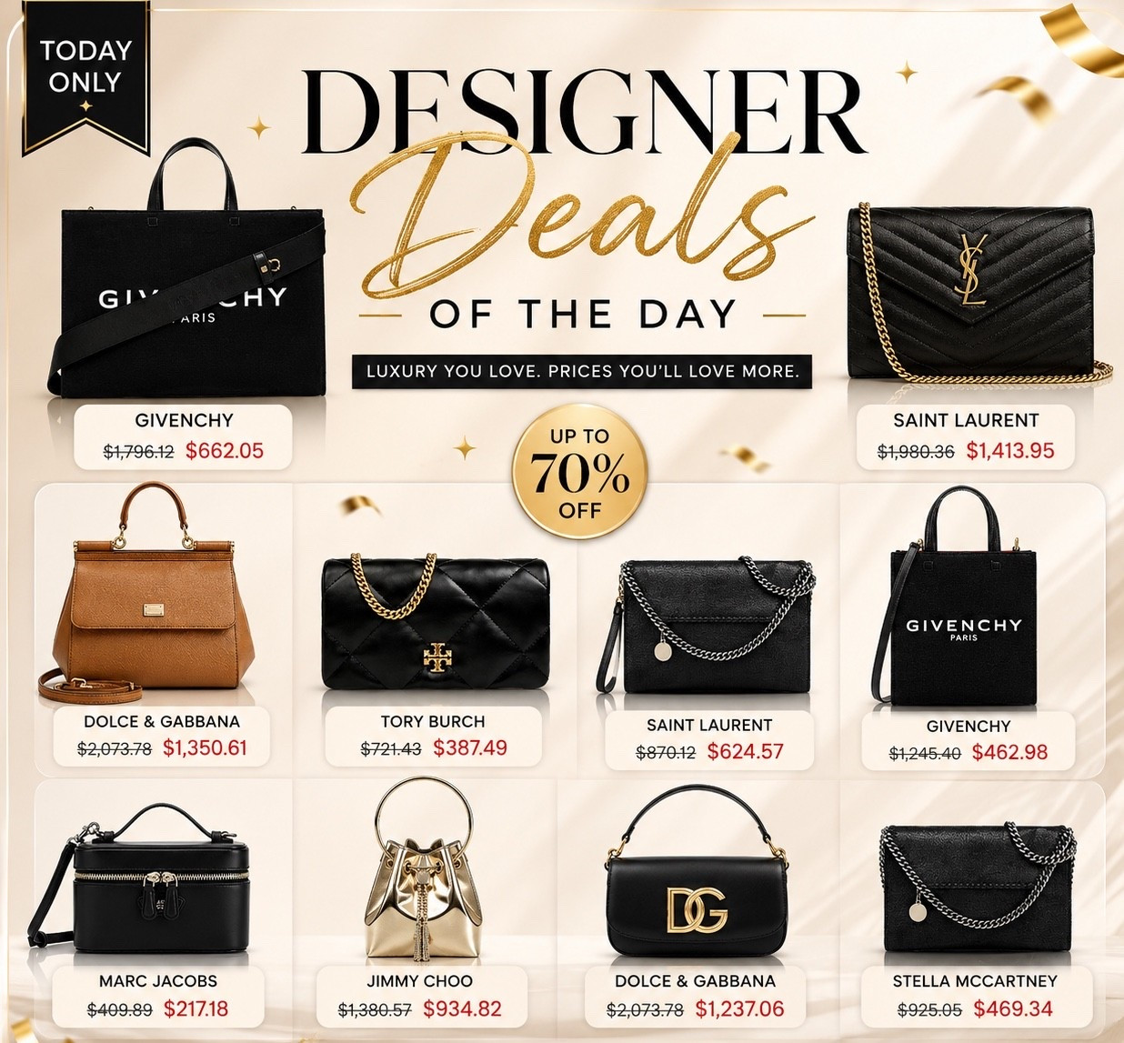 Luxury handbags at prices that are almost too good to be true. From Givenchy and Saint Laurent to Dolce & Gabbana, Balmain, Tory Burch, and more — these are the designer finds I'm loving right now

designer handbag sale
luxury bags on sale
Givenchy tote bag
Saint Laurent bag sale
Dolce & Gabbana handbag
Tory Burch Kira bag
Balmain tote bag
Jimmy Choo handbag
luxury accessories sale
designer deals of the day
luxury fashion finds
investment handbags
luxury handbag deals
discounted designer bags
luxury style inspiration

#LTKStyle #DesignerDeals #LuxuryHandbags #LuxuryForLess #DesignerSale #HandbagObsessed #FashionFinds #LTKFashion #LuxuryStyle #DesignerAccessories

#LTKSaleAlert