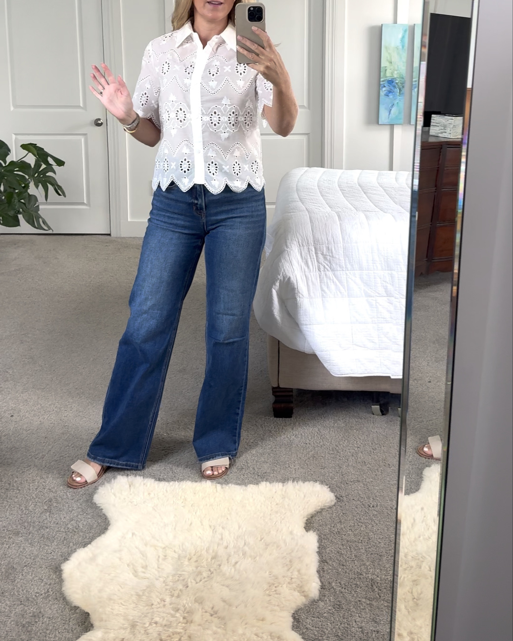 Eyelet top blouse shirt
Looks like Tuckernuck
Looks like Anthropologie
Early Fall
Late Summer outfitts

#LTKOver40 #LTKStyleTip