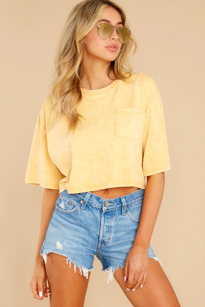 Resourceful To A Tee Yellow Crop Top | Red Dress 