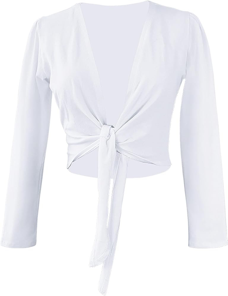 Daydance Girl's Women's Dance Top Wrap Cotton Cardigan Shrug Sweater for Ballet | Amazon (US)