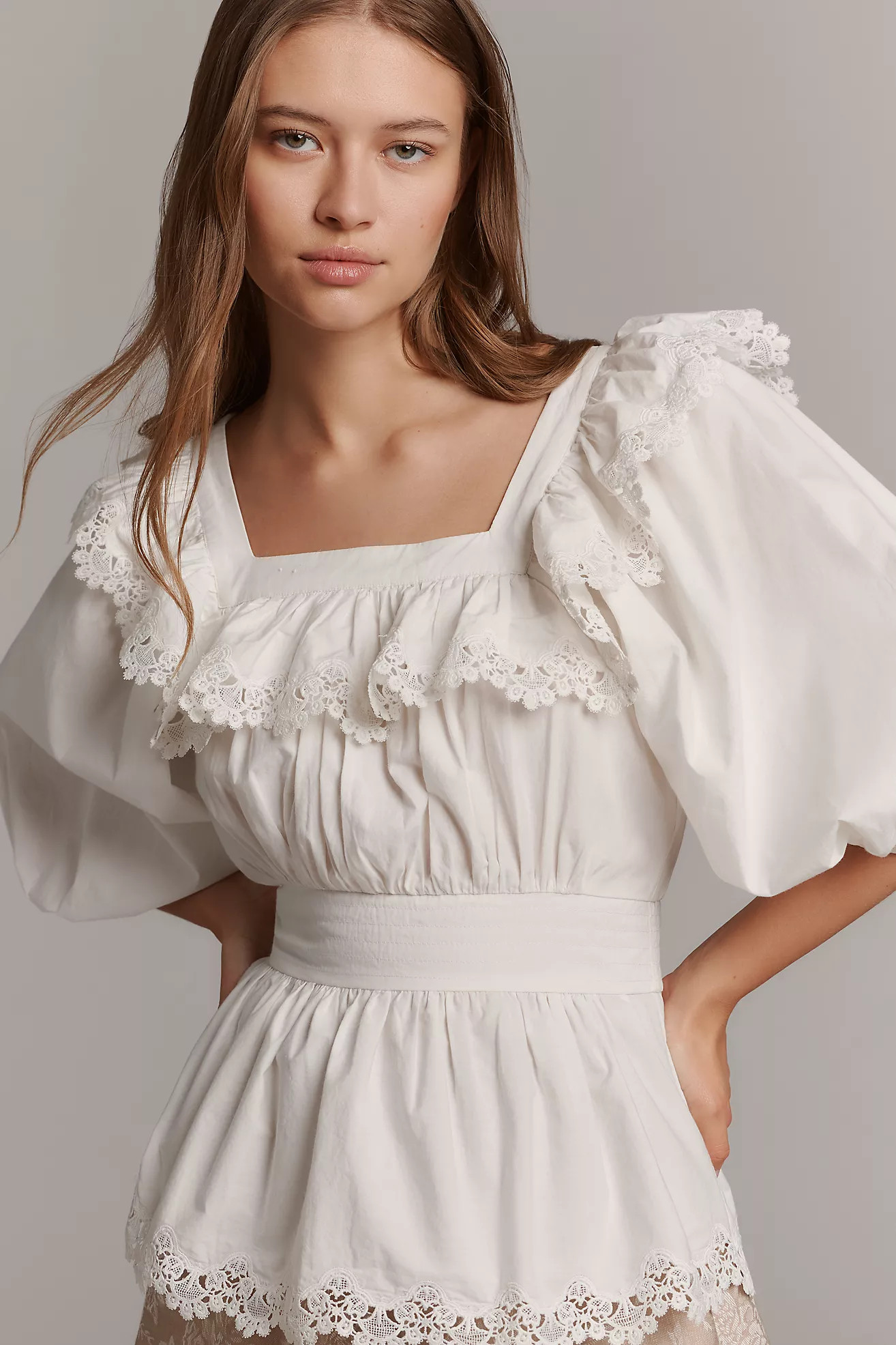 Maeve Peplum Eyelet Blouse | Anthropologie (US)