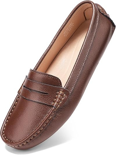 BEAUSEEN Women's Genuine Leather Penny Loafers Classic Driving Moccasins Casual Slip On Comfort W... | Amazon (US)