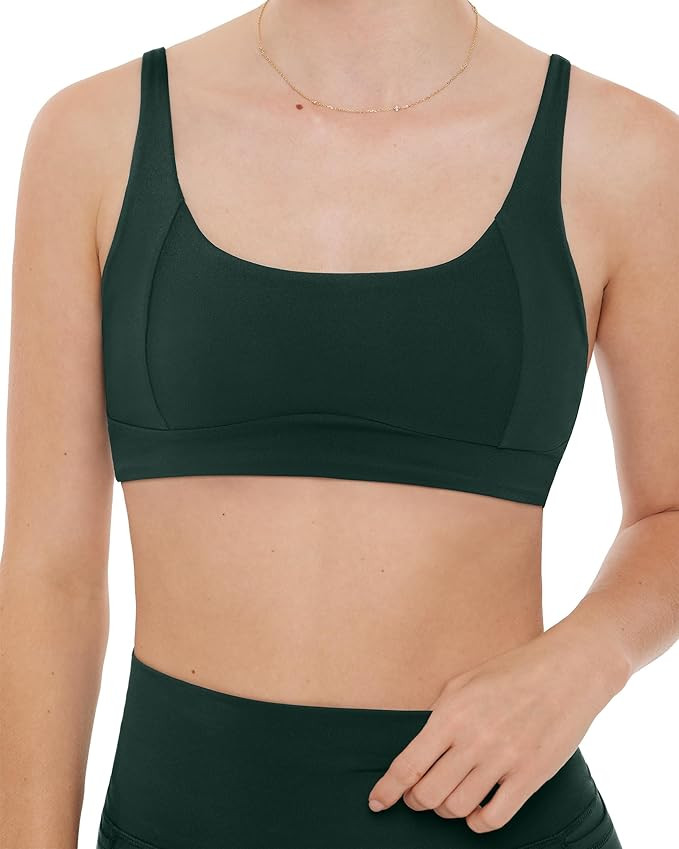 Corset Seam Bra | Lifting Low Support Removable Pads Scoop Neck Moisture-Wicking Women's Sports B... | Amazon (US)