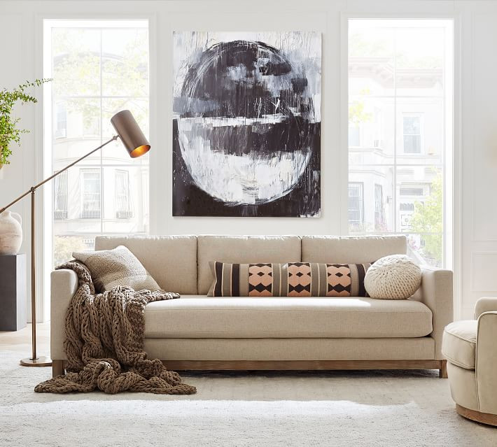 Jake Upholstered Sofa with Wood Base | Pottery Barn (US)