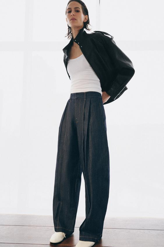 ZW COLLECTION HIGH WAISTED BALLOON PLEATED JEANS | Zara US