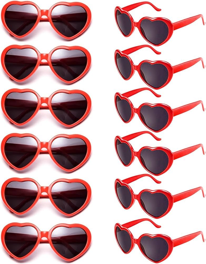 SUNOVELTIES 12 Pack Neon Colors Heart Shape Party Favors Sunglasses Unisex Wholesale | Amazon (US)