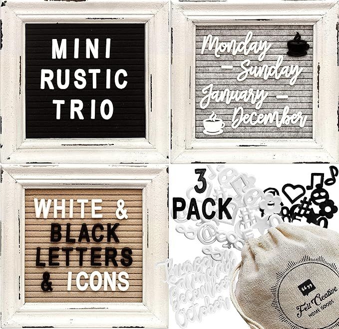 Mini Rustic Felt Letter Board Farmhouse Trio Changeable Message Boards by Felt Creative Home Good... | Amazon (US)