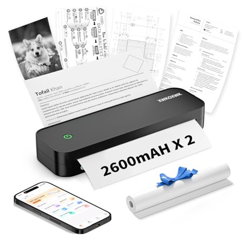 Portable Printers Wireless for Travel,Inkless Thermal Bluetooth Mini Printer Compatible with Android,iOS&Laptop,Support 8.5" X 11" US Letter&A4,Portable Small Mobile Travel Printer for Home,Office | Amazon (US)